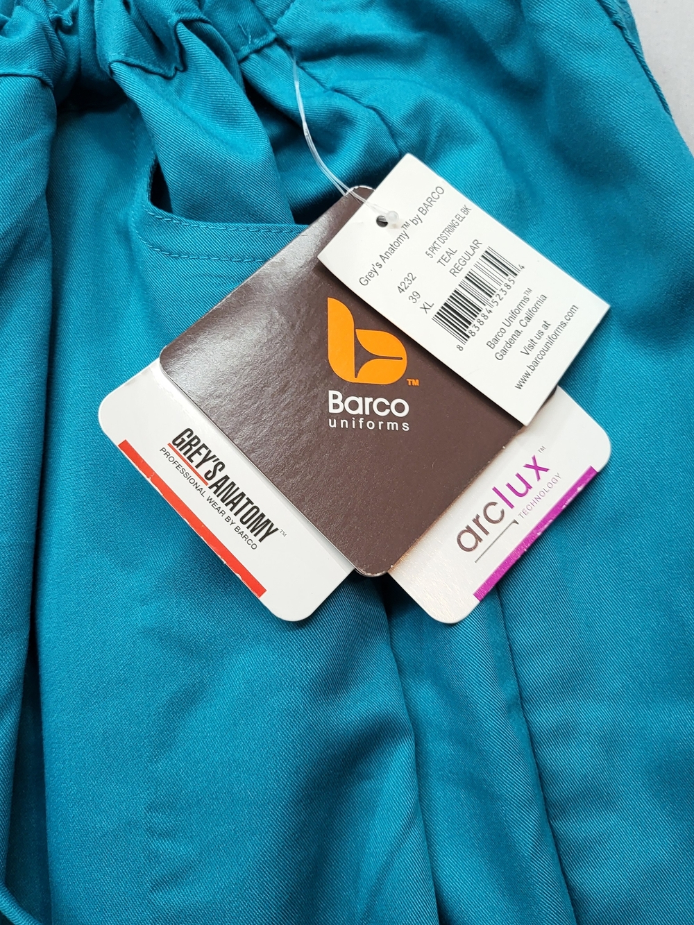 Barco Uniforms Wide-Leg Drawstring Pants in Teal Blue - Picture 4 of 10